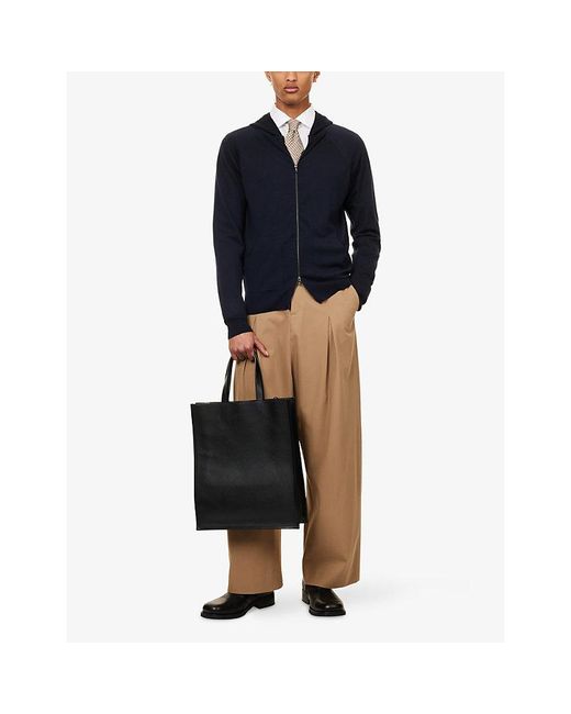 John Smedley Blue Carty Zip-Up Merino-Wool Hoody for men