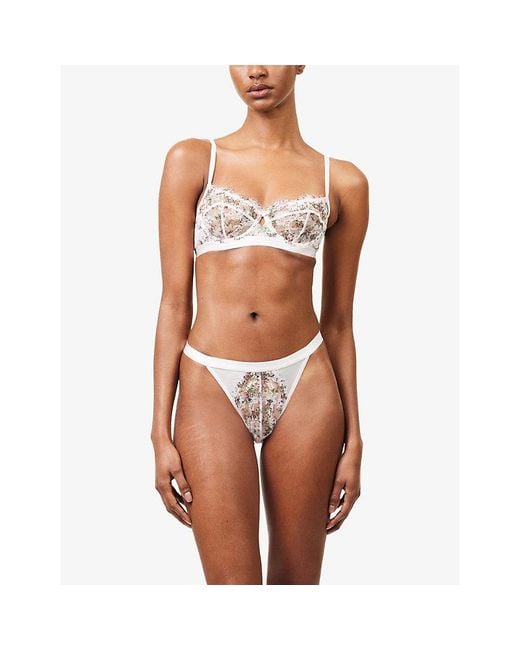 Lounge Underwear White Entice Floral Lace Thong