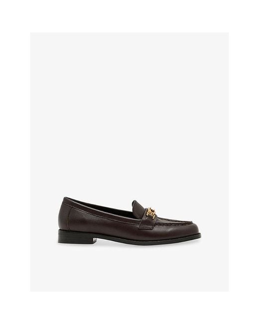 Reiss Black Rita Hardware Leather Loafers