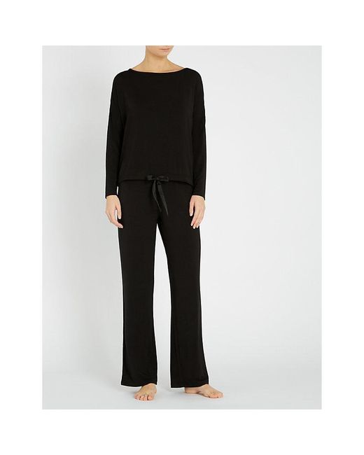 The White Company Black The Company Tie Detail Stretch-Modal Pyjama Set