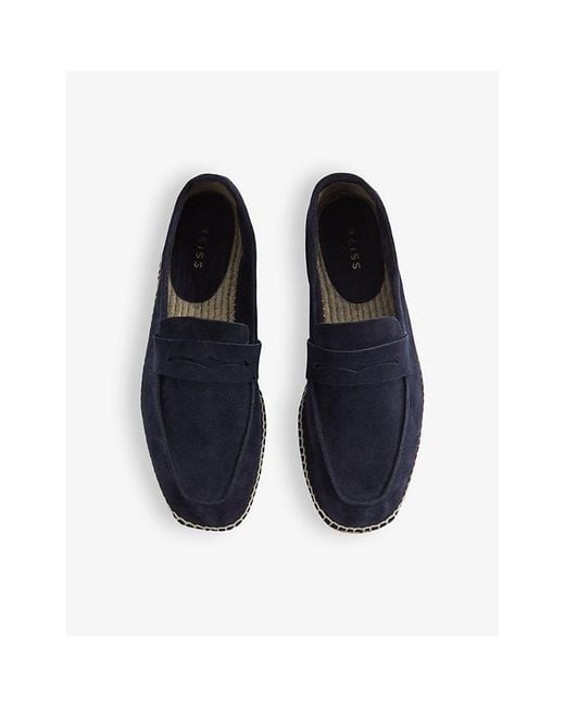 Reiss Blue Cannes Slip-on Suede Espadrille Loafers for men