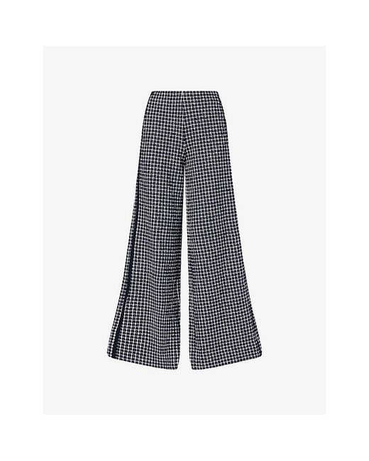 ME+EM Blue Textured Wide-Leg Jacquard-Jersey Trousers