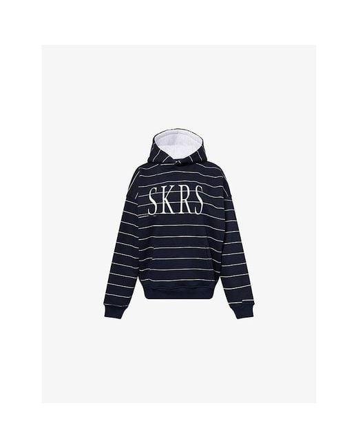 Sisters & Seekers Blue Fleet Striped Cotton-Blend Hoodie