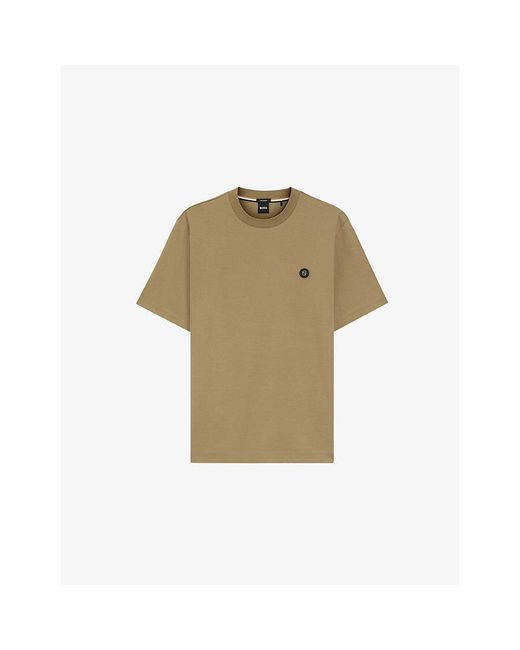 Boss Natural Brand-Appliqué Regular-Fit Cotton-Jersey T-Shirt for men