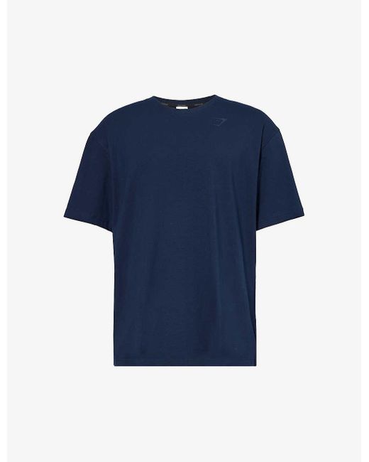 GYMSHARK Blue Power Logo-print Stretch-cotton T-shirt Xx for men