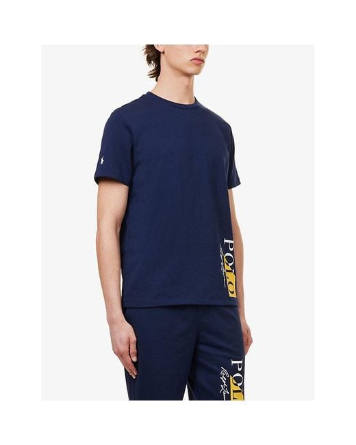Polo Ralph Lauren Blue Vy Logo Text-print Cotton-blend Jersey T-shirt for men