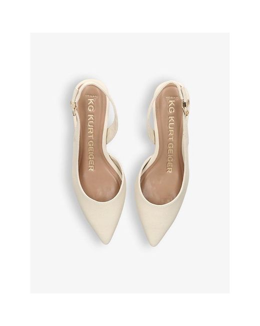 KG by Kurt Geiger White Aria Kitten-Heel Faux-Leather Court Shoes