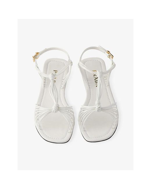Prada White Patent Leather Sandals