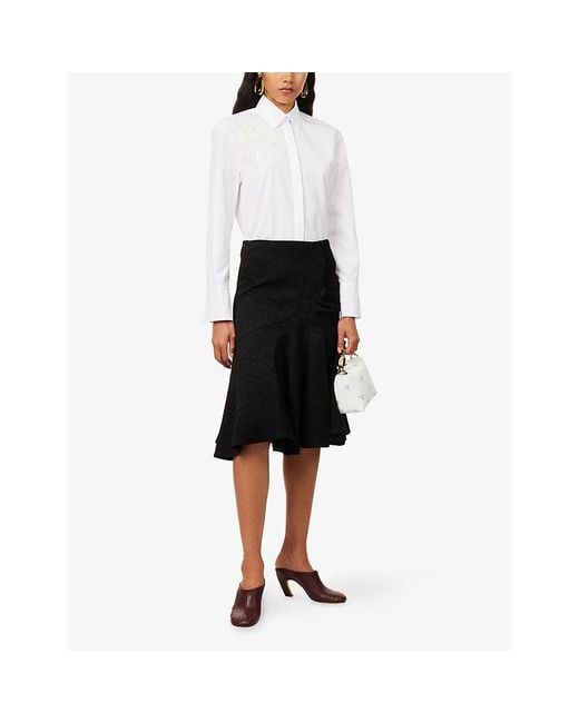Erdem White Embroidered Long-Sleeve Cotton Shirt