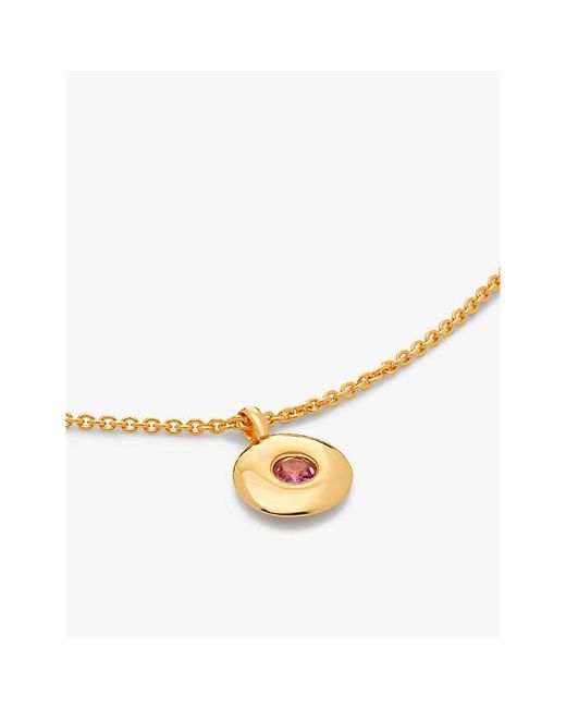 Monica Vinader Natural October Birthstone 18Ct-Plated Vermeil Sterling- And Tourmaline Pendant Necklace