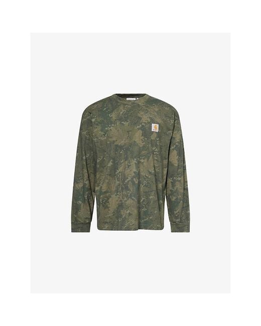 Carhartt Green Camo Combi Long-Sleeves Cotton-Jersey T-Shirt for men