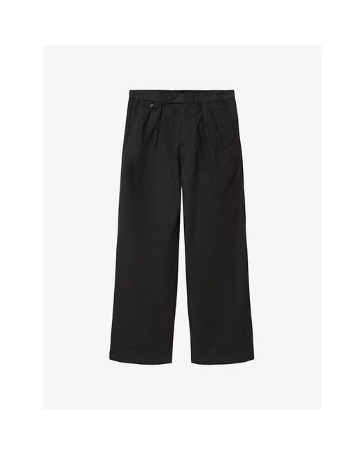 AllSaints Black Conway Wide-Leg Cotton-Blend Trousers for men