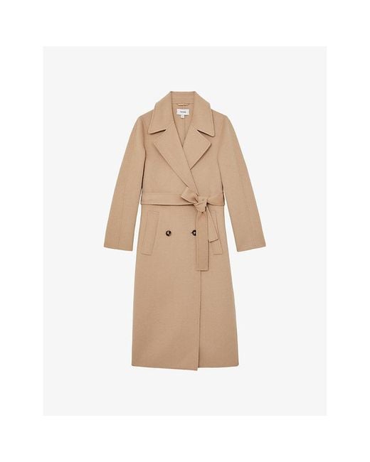 Reiss Natural Rene Double-Breasted Wool-Blend Coat