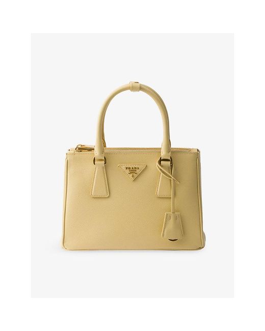 Prada Yellow Galleria Small Saffiano-Leather Tote Bag