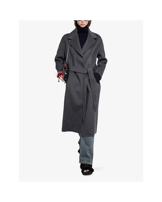 Zadig & Voltaire Blue Meli Tie-Belt Wool-Blend Coat