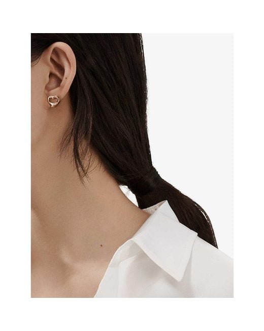 Tiffany & Co White Elsa Peretti Open Heart Earrings