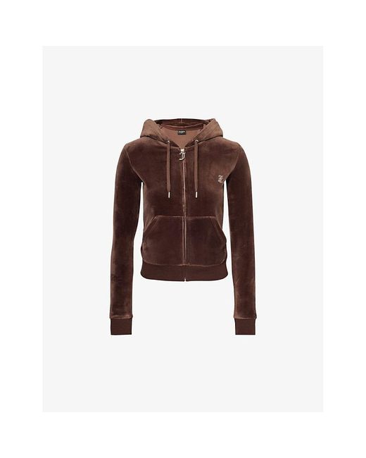 Juicy Couture Brown Robertson Logo-Embellished Velour Hoody