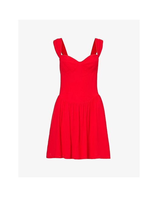Reformation Red Taiga Shoulder-strap Crepe Mini Dress