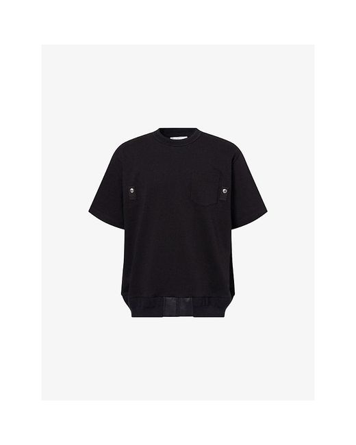 Sacai Black Patch-Pocket Short-Sleeve Cotton T-Shirt for men