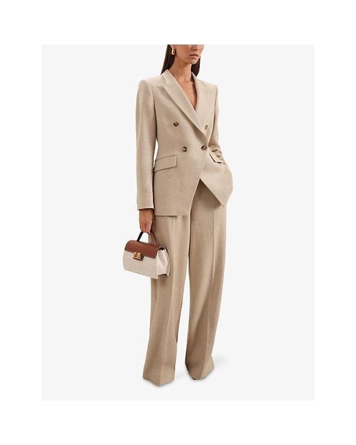 Reiss Natural Devon Wide-Leg Woven Trousers