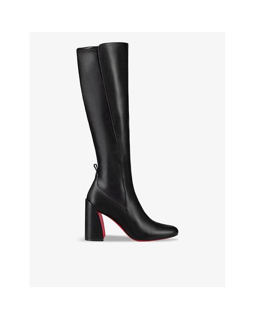 Christian Louboutin Black Jane Botta 85 Leather Heeled Knee-High Boots