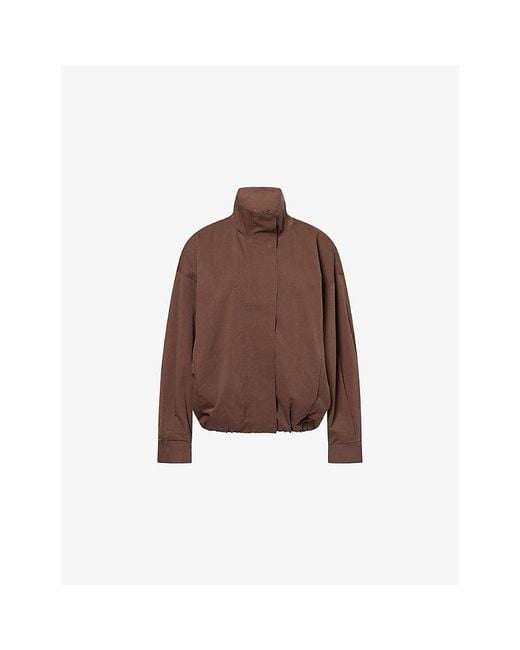 Dissh Brown Rory High-Neck Cotton And Linen-Blend Track Jacket