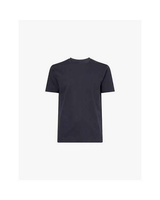 Emporio Armani Blue Eagle-Embossed Cotton T-Shirt for men