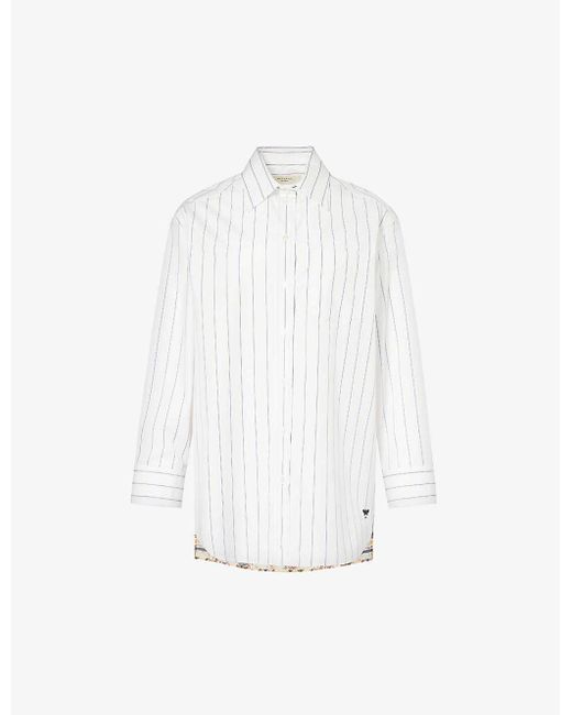Weekend by Maxmara White Corolla Striped Cotton-poplin Shirt