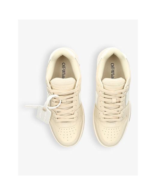 Off-White c/o Virgil Abloh Natural Out Of Office Logo-embroidered Leather Low-top Trainers