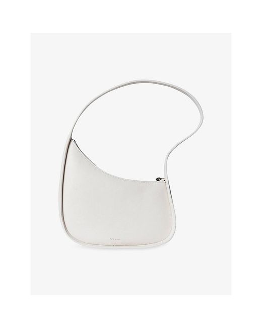 The Row White Half Moon Leather Shoulder Bag