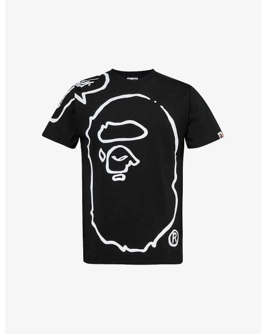 A Bathing Ape Black X Joshua Vides Branded-print Cotton-jersey T-shirt for men