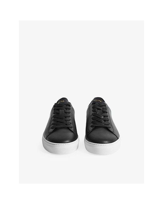 Reiss Black Finley Leather Low-Top Trainers for men