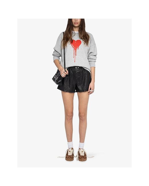Zadig & Voltaire White Oscar Heart-Print Long-Sleeve Cotton-Jersey Sweatshirt