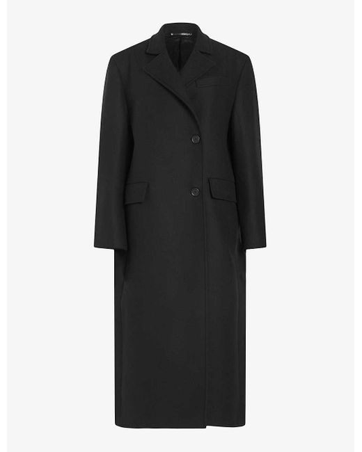 AllSaints Black James Maxi Wool-blend Coat