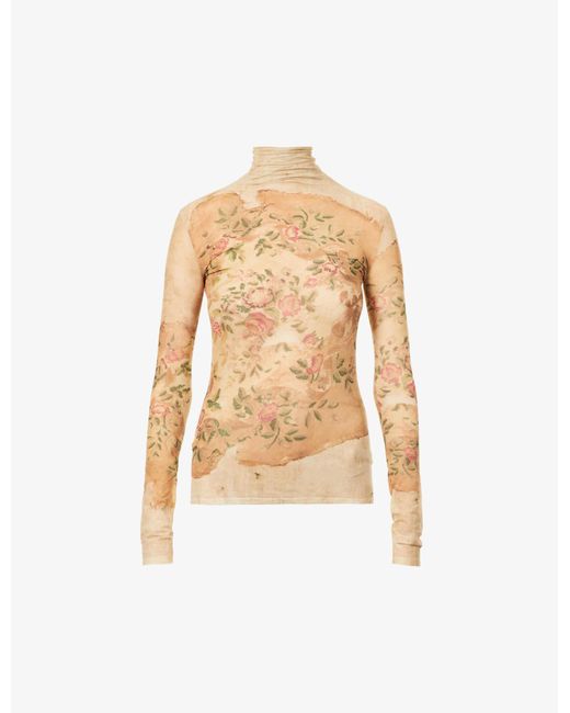 Acne Natural Denise Floral-print Woven Top