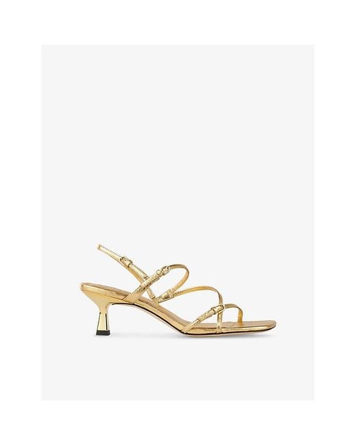 Sandro Metallic Strappy 65 Leather Heeled Sandals
