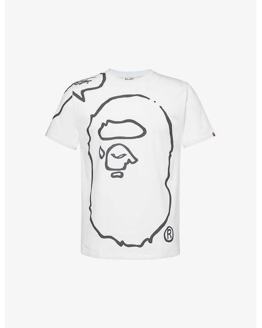 A Bathing Ape White X Joshua Vides Branded-print Cotton-jersey T-shirt Xx for men