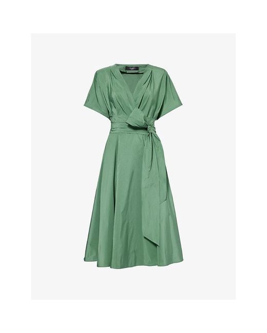 Weekend by Maxmara Green Giambo Self-tie Woven Midi Dress