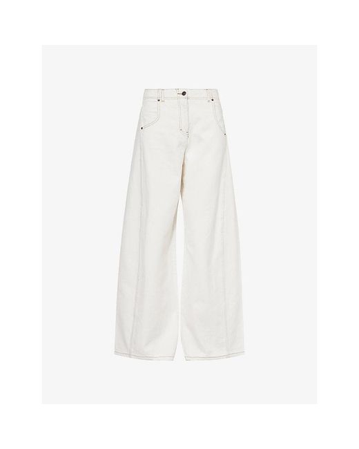ME+EM White Relaxed-Fit Wide-Leg Denim Jeans