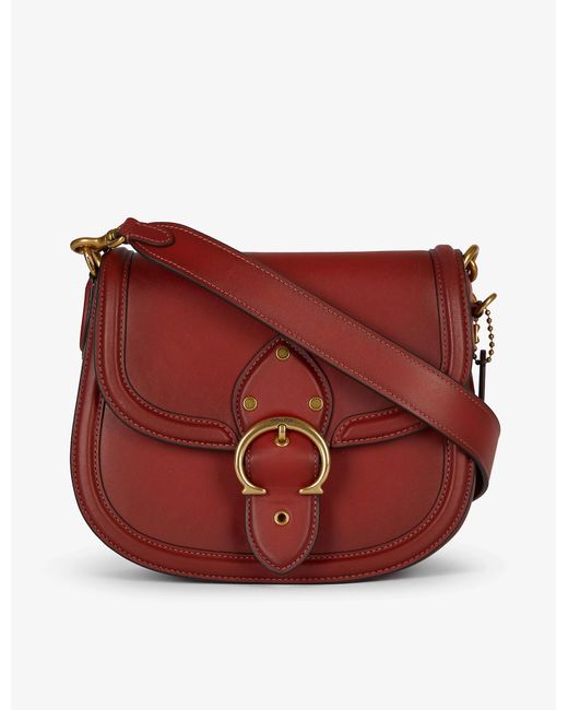 COACH Red Beat Leather Cross-body Saddle Bag