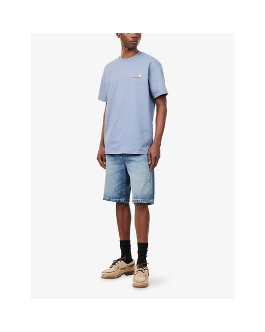 Carhartt Blue American Script Short-Sleeve Cotton T-Shirt for men