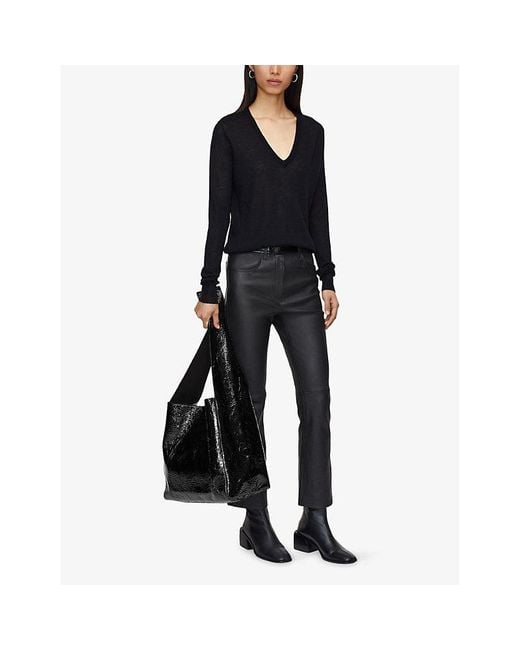 JOSEPH Women's Black Cashair V-Neck Cashmere Sweater