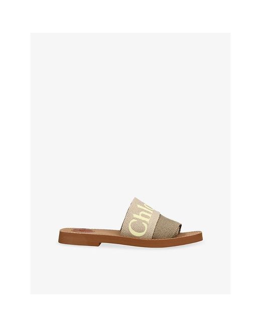 Chloé Natural Woody Canvas Sandals