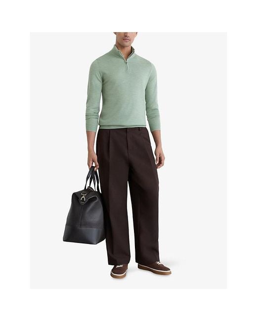 Reiss Green Blackhall Half-Zip Wool Jumper for men