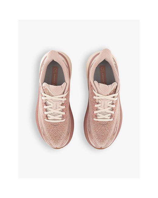 Hoka One One Pink Clifton 9 Breathable Polyester-Blend Low-Top Trainers