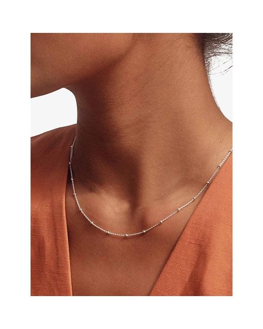 Astley Clarke White Aurora Station Beaded Sterling- Chain Necklace