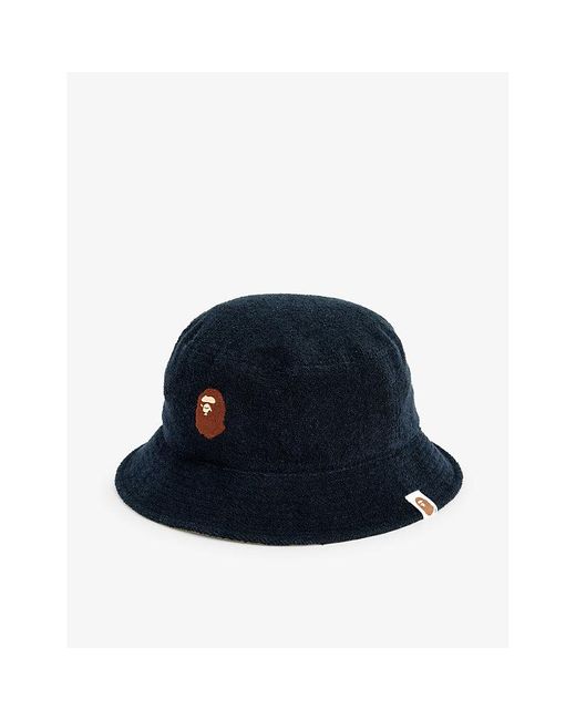 A Bathing Ape Blue Logo-embroidered Cotton Bucket Hat for men