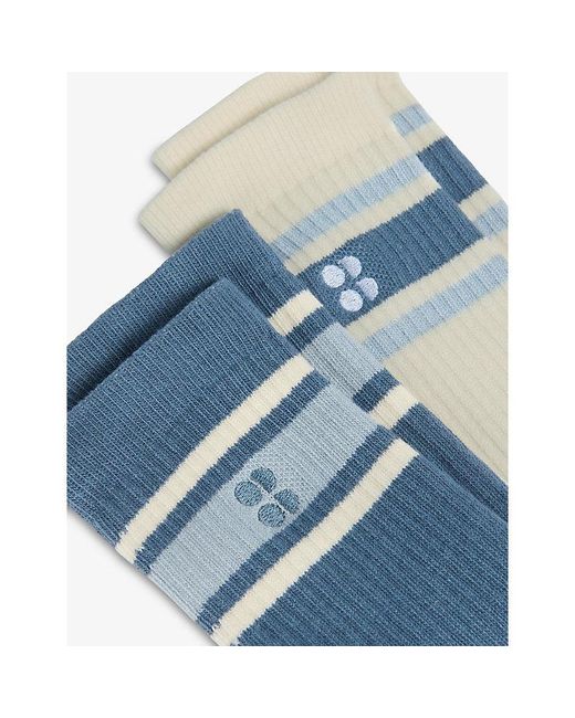 Sweaty Betty Blue Lifestyle Ribbed Pack Of Two Cotton-Blend Socks