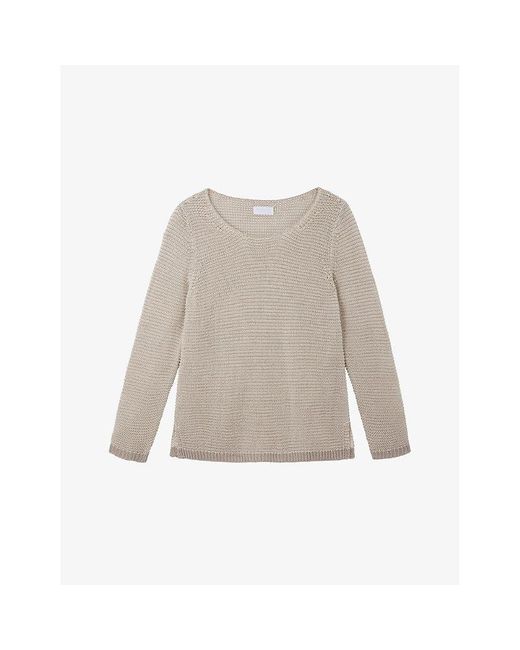 The White Company Natural Slash-Neck Textured Linen And Cotton-Blend Jumper