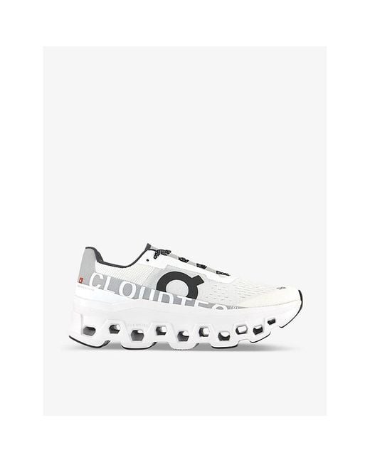 On Shoes White Cloudmonster Cushioned Chunky-soled Mesh Low-top Trainers for men
